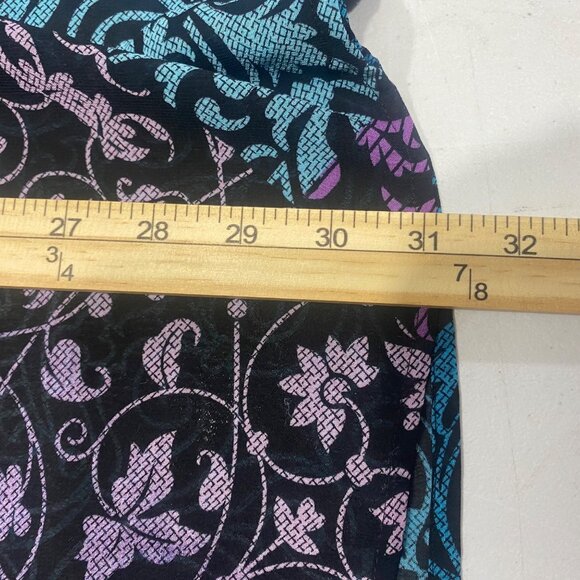 Maggie Barnes Womens 2X 22/24W Colorful Sheer Button-Up Tunic Top Black Base Wit - Picture 10 of 11